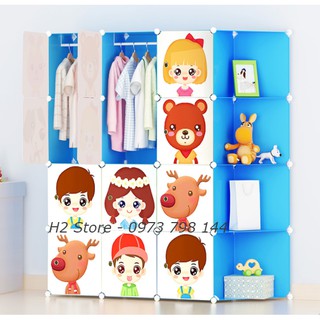 TỦ QUẦN ÁO 16 Ô ( GỒM 4 KỆ GÓC ) HÌNH CÔNG CHÚA ĐỂ ĐỒ ĐA NĂNG THÔNG MINH SÂU 47CM