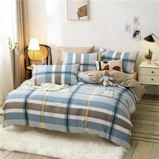 Chăn Ga Gối , cotton poly chăn ga Hàn Quốc đủ màu đủ size miễn phí bo chun mẫu MÈO KẺ XANH