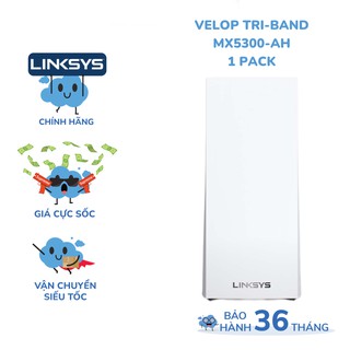 (1 PACK) Bộ phát wifi LINKSYS VELOP MX5300 chuẩn AX tốc độ 5300mbps tri-band interlligent mesh wifi 6 MU-MIMO system