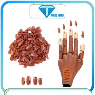 Móng gắn bàn tay giả tập làm nail , Bàn tay giả khớp nhựa làm mẫu nail túi 100 cái