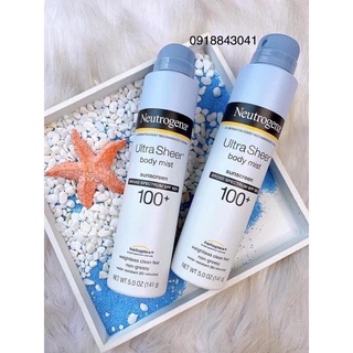 Xịt Chống Nắng Neutrogena Ultra Sheer Body Mist SPF 100 Chai 141g