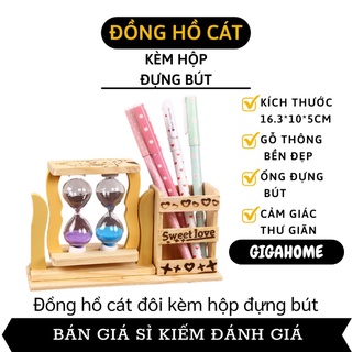 Đồng Hồ Cát GIGAHOME Hộp Đựng Bút Kiêm Đồng Hồ Cát 2 Lọ Trang Trí Bàn Học Đáng Yêu 5740