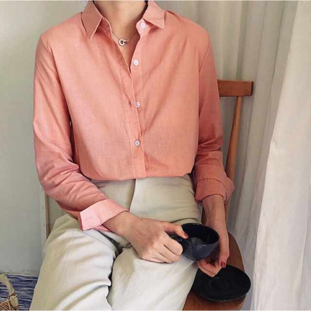 Áo sơ mi cam basic (kèm hình thật)