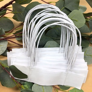 10 cặp quai giấy Kraft trắng - Dây xoắn nguyên liệu tự làm túi giấy KT 19x15cm - DIN Store