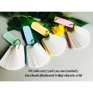 Flashcard RẺ VÔ ĐỊCH 1000 thẻ flashcard trắng học từ vựng Anh Nhật Hàn bo góc kèm khoen 3x8cm