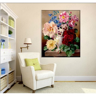 Tranh Thêu Chữ Thập 3D Sắc Hoa Tuyệt Mỹ A1051 (TRANH TỰ THÊU) kt:55X47CM