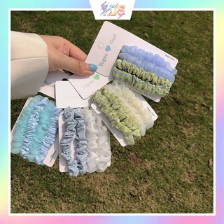 [Mã SKAMCLU8 giảm 10% cho đơn từ 100K] Set 4 dây cột tóc vải Scrunchies Hàn Quốc bản nhỏ xinh xắn cho nữ
