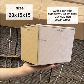 set 20 hộp đóng gói hàng carton 20x15x15, thùng bìa cứng đóng hàng Gia Nguyễn