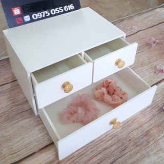 Tủ mini đa năng núm gỗ đựng mỹ phẩm đựng kính mắt hoặc văn phòng phẩm rất tiện dụng 30cm.