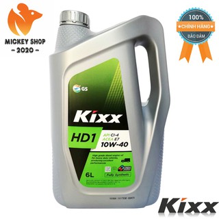 [ CAO CẤP ] Dầu nhớt động cơ diesel hiệu suất cao tổng hợp Kixx HD1 10W-40 API CI-4/SL 10W-40  6L-Thùng Nhựa