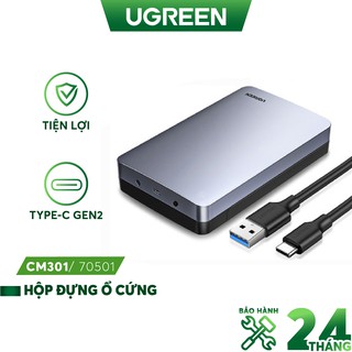 Hộp đựng ổ cứng UGREEN CM301 - 2.5 3.5 Inch 6Gb- Cổng Type-C gắn PC - Cổng Usb 3.1 Gen2 - Hàng chính hãng