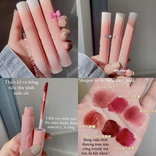 HOT TAOBAO Son Kem Nhung Lì Nơ Hồng CVZ Chất Son Mịn Không Dính Cốc Son Kem Nơ MAFFICK Nội Địa Trung