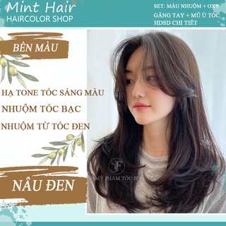Thuốc nhuộm tóc màu NÂU ĐEN phủ bạc / hạ tone