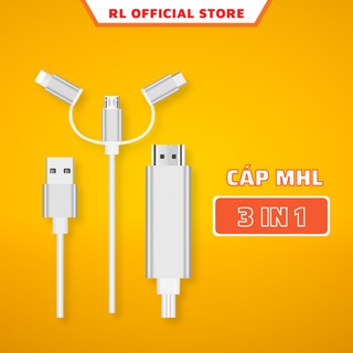 Cáp MHL 3 in 1 Kêt Nối Điện Thoại với Máy Chiếu, TV Dài 1,8M Beecube