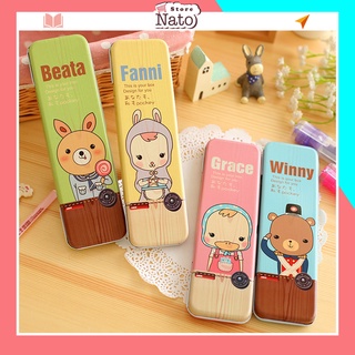 Hộp bút cute thiếc học sinh đẹp xinh dễ thương hàn quốc để bàn cho bé NATO HB01