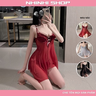 Váy ngủ sexy đồ ngủ gợi cảm voan xuyên thấu tặng kèm quần chip quyến rũ DA07