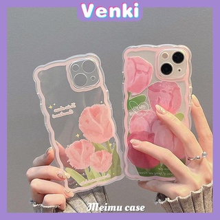 iPhone Case Silicone Soft Case Clear Case Wave Airbag Shockproof Camera Cover Protection Pink Flower Compatible For iPhone 11 iPhone 13 Pro Max iPhone 12 Pro Max iPhone 7 Plus xr