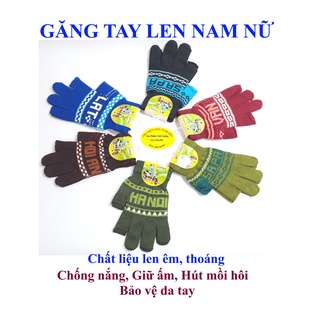 Găng tay len Bao tay len Nam Nữ Hở 2 ngón In chữ Nhãn SUN G Motor Cotton Chống nắng Giữ ấm Bảo vệ da tay Sx tại VN