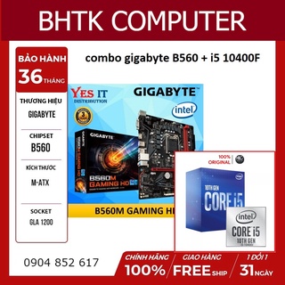 Combo Main gigabyte B560M gaming HD + i5 10400F Full box chính hãng bảo hành 36 tháng lỗi đổi mới