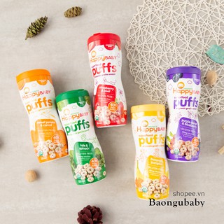 [Đồ ăn dặm cho bé] Bánh Happy Baby Organic Puff các vị, bánh ăn dặm hữu cơ dinh dưỡng cho bé từ 6 tháng tuổi