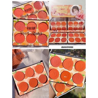 [3 tông màu] Phấn má hồng 6 ô tông cam đào Karite Peach Blusher MH06 dạng nén