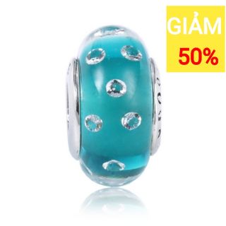 Hạt charm glass xanh bọt bạc 925 ( vừa tất cả các vòng tay)