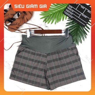 Quần đùi bầu kẻ caro chất umi Hàn Quốc