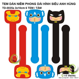 TEM DÁN DÀI HÌNH SIÊU ANH HÙNG CARTOON DISNEY NHÃN DÁN TRANG TRÍ HỘP QUÀ BAO BÌ BÁNH KẸO TD-0035