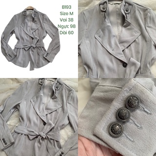 Áo măng tô nữ B193 size M dáng ngắn chất da lộn mỏng 2hand Hàn si tuyển ảnh thật