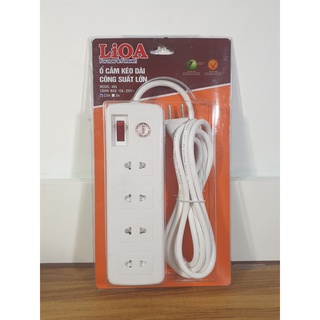 Ổ cắm điện LIOA 4 lỗ cắm 2 chấu 1 công tắc công suất lớn 4SS2.5-2, Chịu tải 3300W, dây 2.5m - Điện gia dụng Hoàng Kim