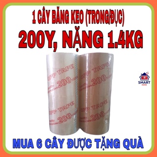 ⭐BĂNG KEO TRONG, ĐỤC 200 YARD, NẶNG 1.4KG, GỒM 6 CUỘN