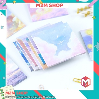 Giấy note ghi chú dán được hình bầu trời cute dễ thương vuông 8*8cm (3 tập - 90 tờ)