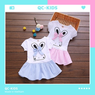 Váy bé gái mùa hè hàn quôc QC-KIDS, đầm cho bé hình thỏ chất liệu cotton 8-18kg