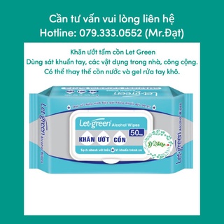 KHĂN GIẤY ƯỚT TẨM CỒN LET GREEN DÙNG SÁT KHUẨN TAY, CÁC VẬT DỤNG GIA ĐÌNH, CÔNG CỘNG (50 TỜ/GÓI)