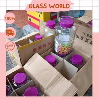 Bình thủy tinh nắp nhựa tím 12L quai xách nắp nhựa kín có lỗ thử rượu thủy tinh dầy dặn dễ vận chuyển [ RẺ VÔ ĐỊCH ]