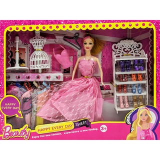 Bộ đồ chơi búp bê Barbie xinh đẹp và bộ phụ kiện, váy đầm