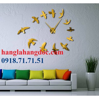Đồng hồ dán tường DIY cỡ đại chính hãng, mô hình chim én mùa xuân, Version 16