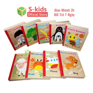 Đồ Chơi Xếp Hình S-Kids, Sách Gỗ Ghép Hình Thông Minh Cho Bé.