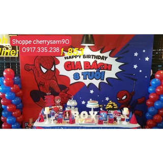 Set bóng Siêu Nhân Người Nhện Backrop Thiết kế Tên Kiểu HQ Tặng Nón Nhện Cả Combo hot