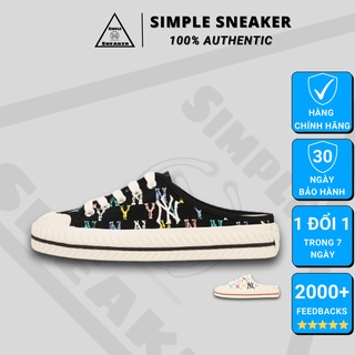 Giày Mule Playball Origin Chính Hãng FREESHIP MLB Mule Monogram Multicolor Chuẩn Auth- Giày MLB Sục NY- Simple Sneaker