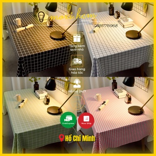 Khăn Trải Bàn Vintage Sọc Caro Chống Thấm Nước Phông Nền Chụp Ảnh Trang Trí Cho Bàn Ăn Thêm Sang Trọng Dễ Lau Sạch MOXI