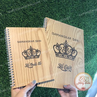 Sổ gỗ khắc theo yêu cầu_ Sổ tay viết nhật ký_ Sổ cho tiệm áo cưới