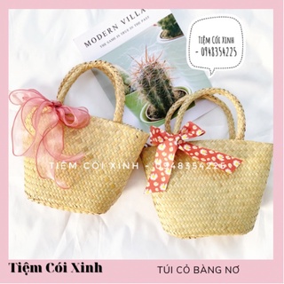 Túi Xách Nữ Cói Cỏ Bàng Hình Thang Có Dây Kéo Tiện Dụng