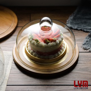 (ẢNH THẬT-SALE SHOCK) Khay đựng bánh có nắp úp kính kèm khay gỗ tre - trưng bánh, đựng bánh sinh nhật-Hàng xuất Âu