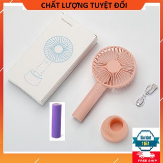 [Mã ELHA22 giảm 5% đơn 300K] QUẠT MINI CẦM TAY SẠC ĐIỆN 3 TỐC ĐỘ + PIN + CÁP SẠC + ĐẾ QUẠT KIÊM GIÁ ĐỠ ĐIỆN THOẠI