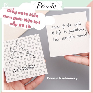 Xấp 80 tờ giấy note giấy ghi chú giấy nhớ kiểu dáng đơn giản hỗ trợ học sinh học tập