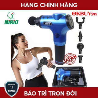 Súng Massage Cầm Tay Nikio NK-170A - 4 đầu, 6 tốc độ, Màu Xanh Dương - Hàng Chính Hãng