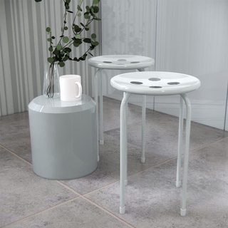 HomeBase FURDINI Ghế ngồi bằng thép thiết kế tối giản BUTTON W47xH44,5xD30cm màu xám