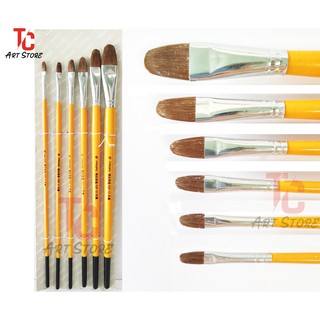 Bộ 6 Cọ Vẽ Đầu Oval Fangao Thân Cam 826-8 ( Dùng cho Sơn Dầu, Acrylic)