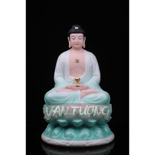 Tượng Di Đà Ngồi Đá Cao Cấp Phối Màu Xanh Dương